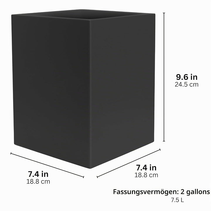 YEW DESIGN Kleiner Eckiger Mülleimer in Schwarz Matt, 7,5 L / 2 Gallonen – Papierkorb für Zuhause, B