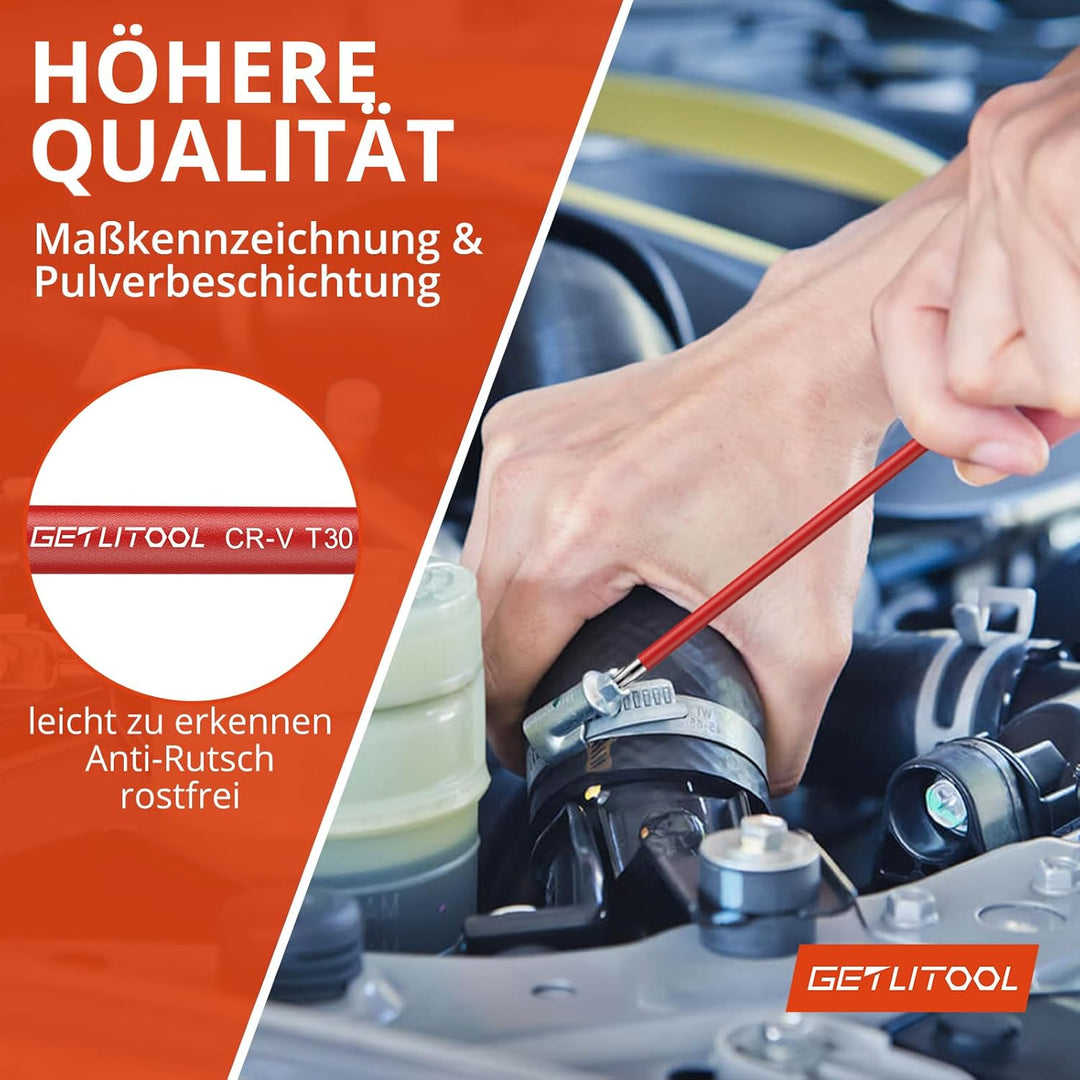 GETLITOOL Innensechskant Satz, 18tlg. Innensechskantschlüssel Kugel HX 1,5mm-10mm & Torx Winkelschlü