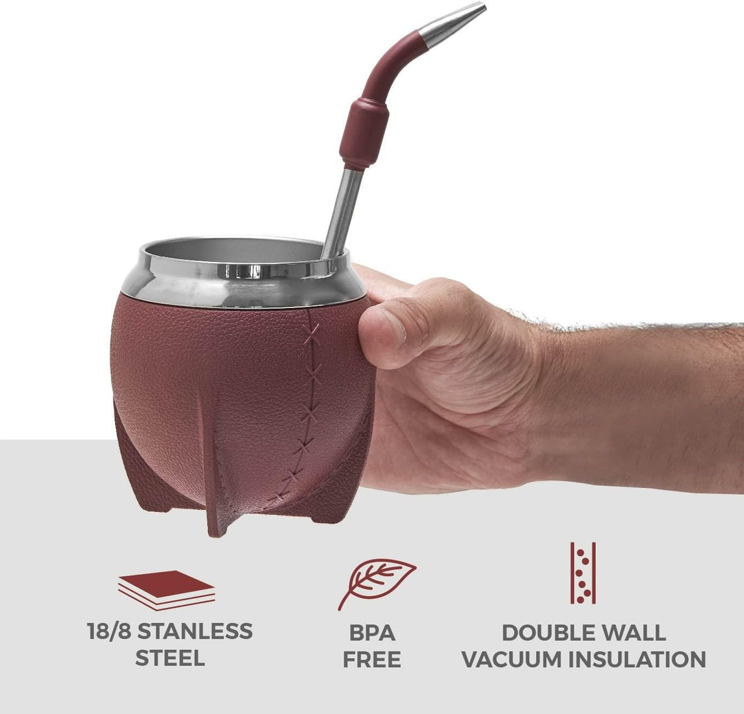 balibetov Yerba Mate Becher und Bombilla Set, inklusive Edelstahl Yerba Mate Kürbis, Premium Bombill