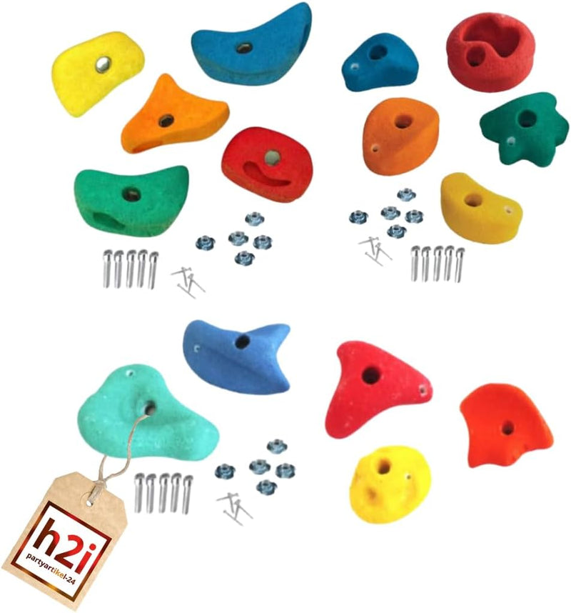 h2i Klettergriffe Kinder & Erwachsene | Klettersteine inkl. Befestigungsmaterial | Bunte Bouldergrif