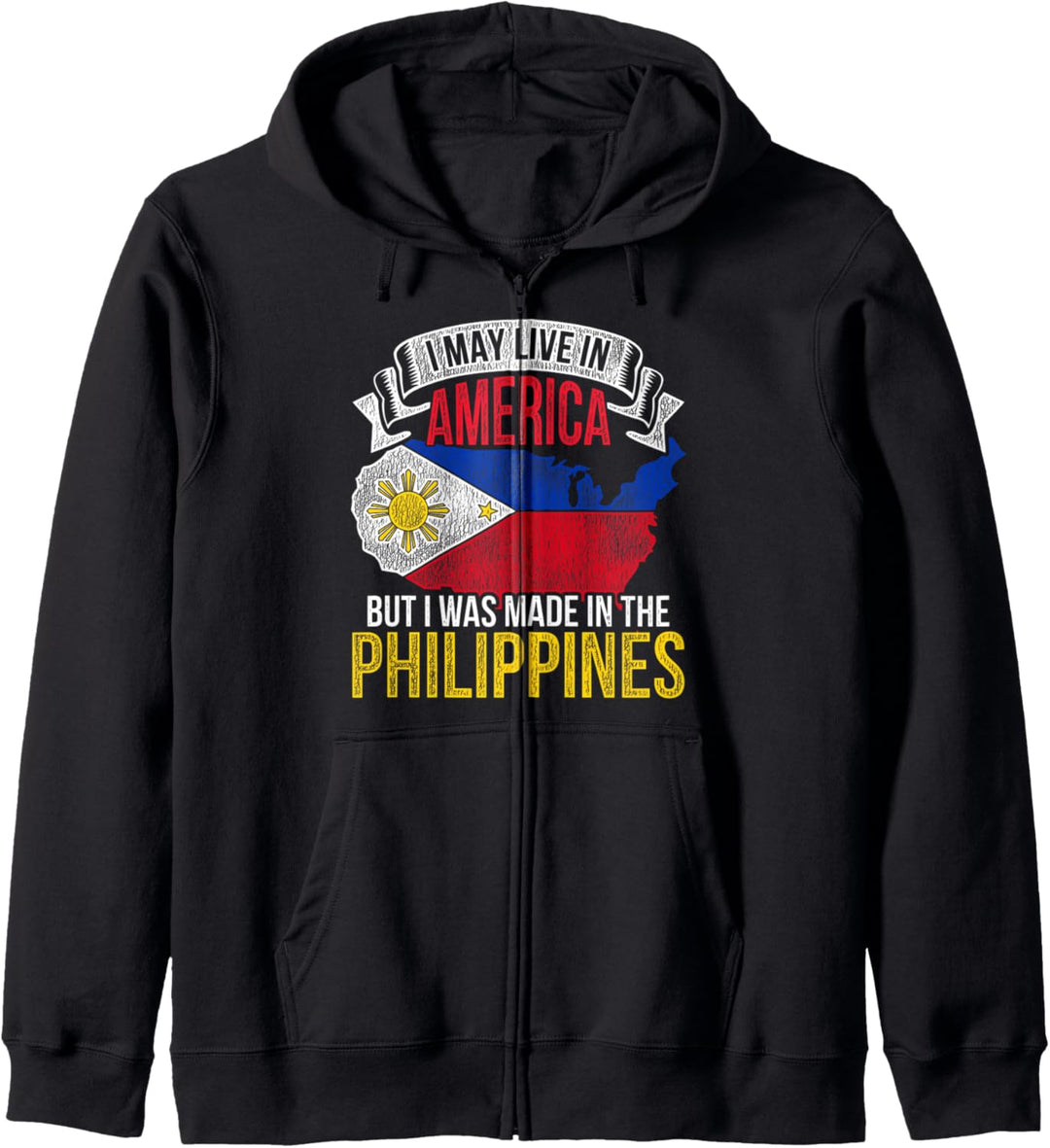 Ich lebe vielleicht in den USA Filipino Lustiges Philippinen Kapuzenjacke