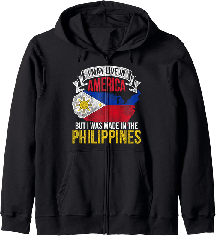 Ich lebe vielleicht in den USA Filipino Lustiges Philippinen Kapuzenjacke
