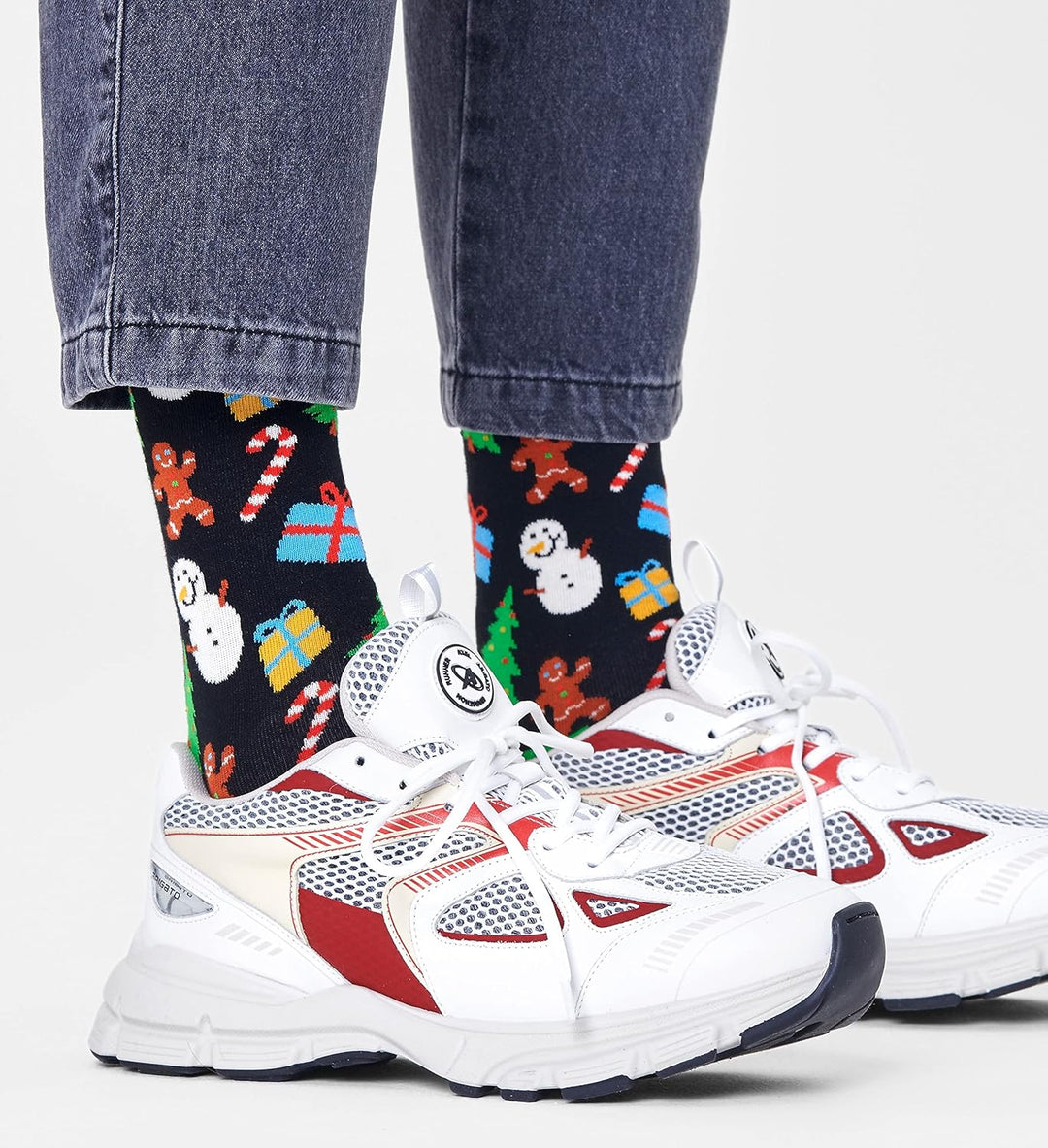 Happy Socks Weihnachtssocken – Feiertags-Baumwollsocken in lustigen Geschenkboxen – Schneemann- und