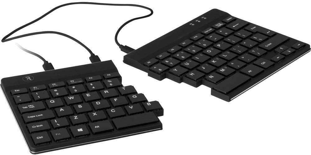 R-Go Split Tastatur, Ergonomische Design mit Geteilte Tastenfeld und Integrierter Pausenanzeige, AZE
