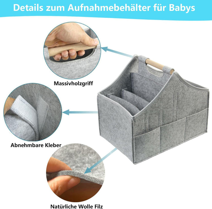 Baby Windel Caddy Organizer Korb tragbar Storage Bin gross Kindergarten Tasche mit Wechselbaren Fäch