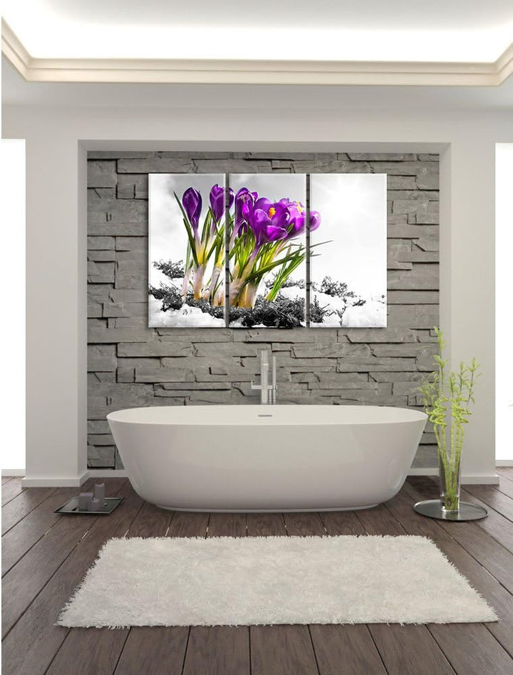 Pixxprint Kunst Frühling florwer Hintergrund als Leinwandbild/Grösse: 3 Teilig (120x80) cm/Wandbild/
