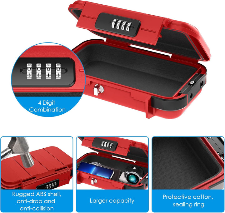 Brifit Tragbarer Tresor mit Zahelncode, Sicherheitsbox mit Abnehmbarem Drahtseil, Wasserdicht Anti-D