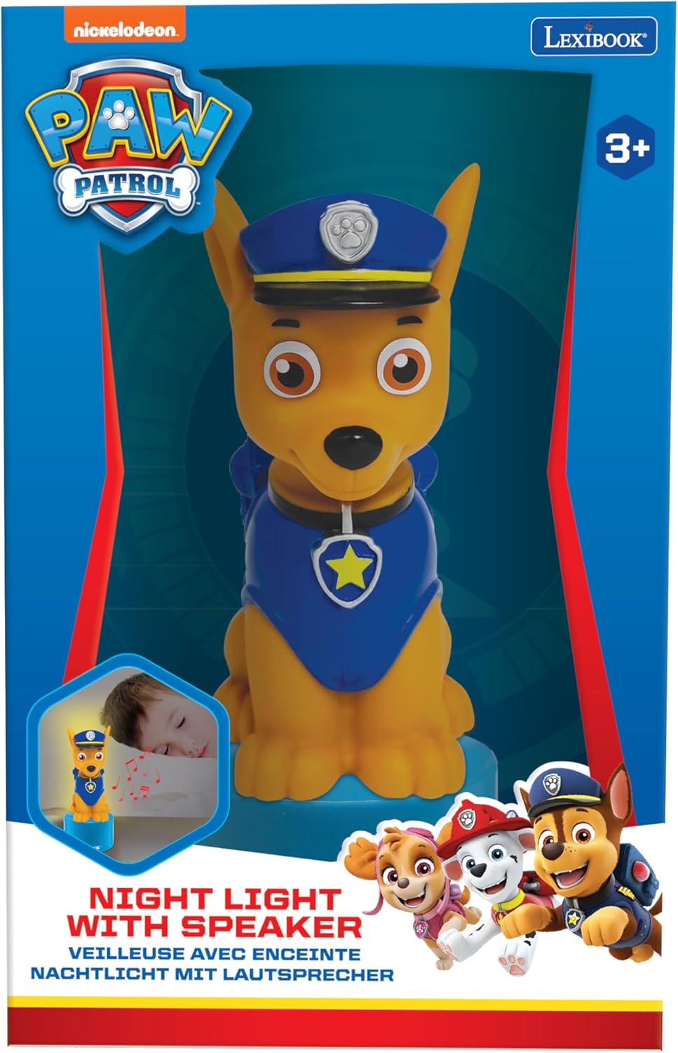 Lexibook, Paw Patrol, Chase Nachtlicht mit Lautsprecher, Weiches Licht, Batteriebetrieben, Blau, NS0