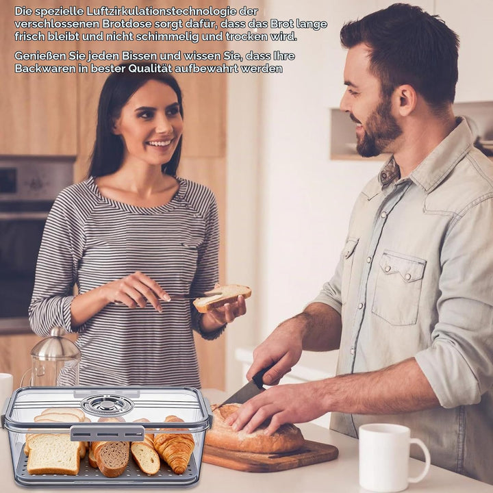 BAIFULAI Brotkasten Brotbox, Brot Aufbewahrungsbox, lebensmittelechtes PET-Material, Zeitaufzeichnun