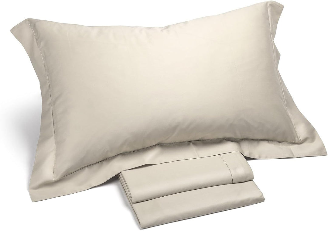 Caleffi Satin Bettwäsche-Set, Baumwolle, Elfenbein, 160 x 190 cm, Elfenbein