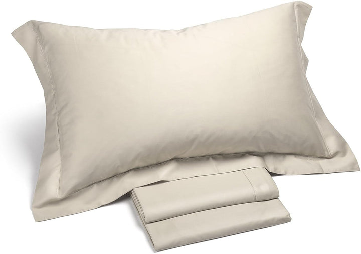 Caleffi Satin Bettwäsche-Set, Baumwolle, Elfenbein, 160 x 190 cm, Elfenbein