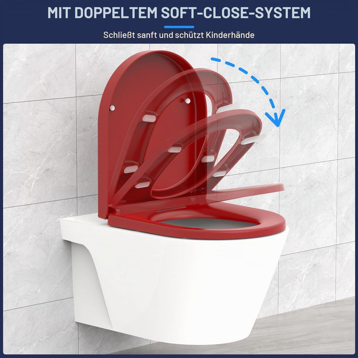 YEAUPE PRO Toilettendeckel mit Absenkautomatik D-Form [KURZ],WC Sitz mit Puller Lid,Toilettensitz mi