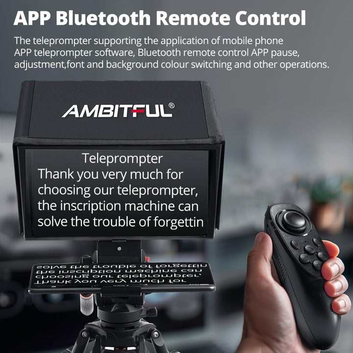 Ambitful T14Pro Teleprompter für Kamera, iPad, Android-Tablet, Smartphone, App-Steuerung/keine Monta