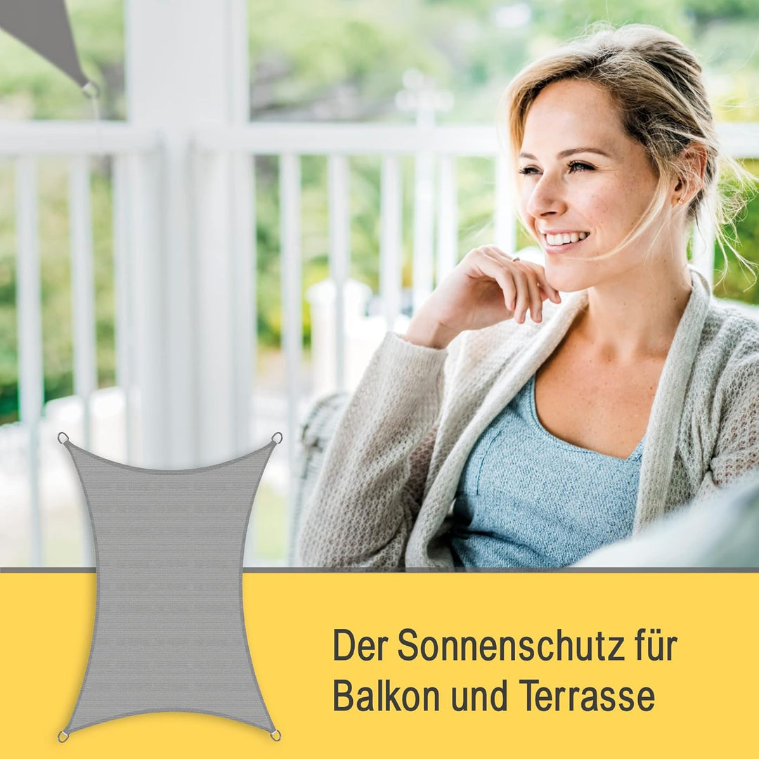 Sol Royal Sonnensegel rechteckig 2x3m Wasserdurchlässig HDPE Atmungsaktiver Balkon Terrasse Segeltuc