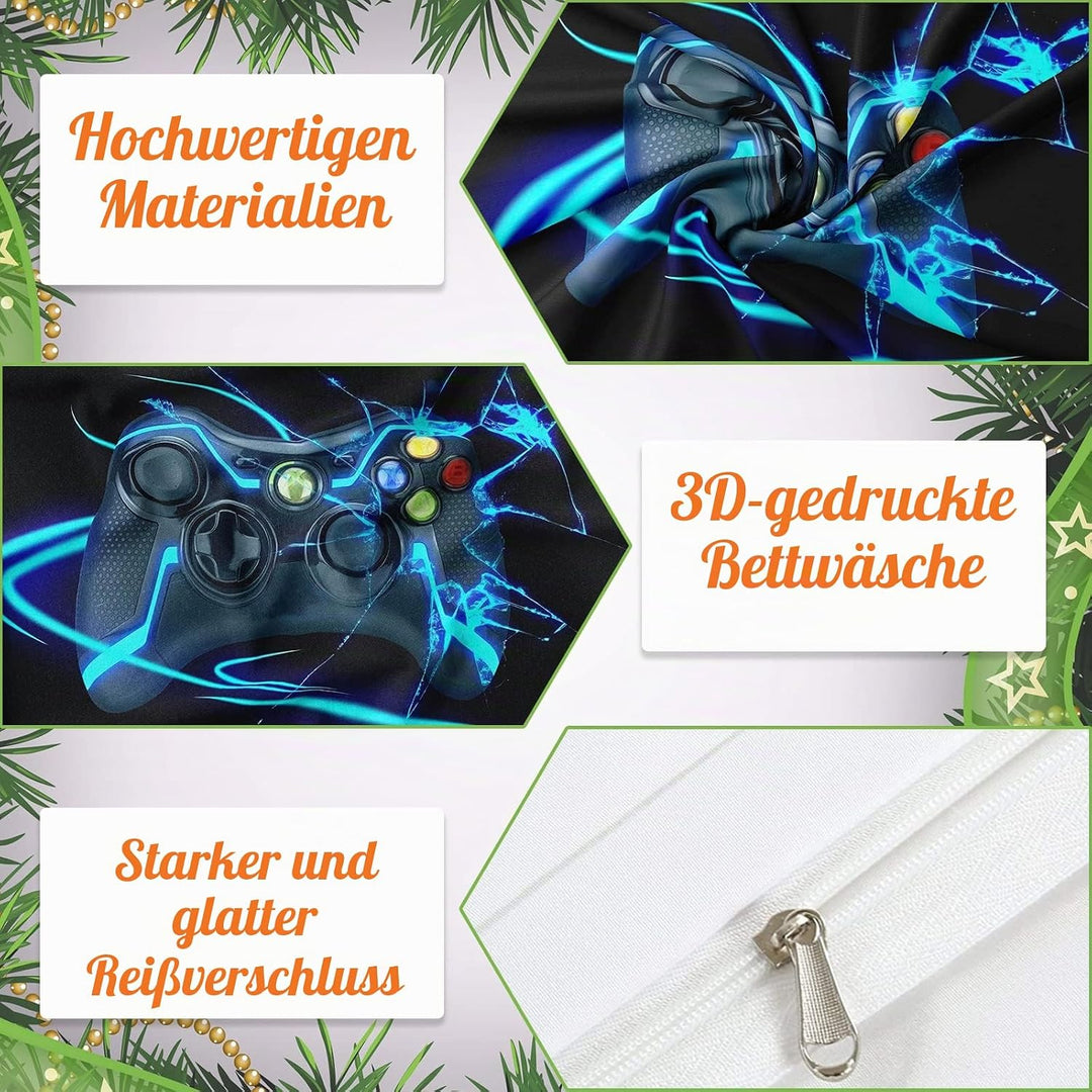SHUAIG Bettwäsche-Sets Kinder Gamepad,Bettwäsche Set Jungen Gamepad Bettwäsche Satz 3D Effekt Gamepa