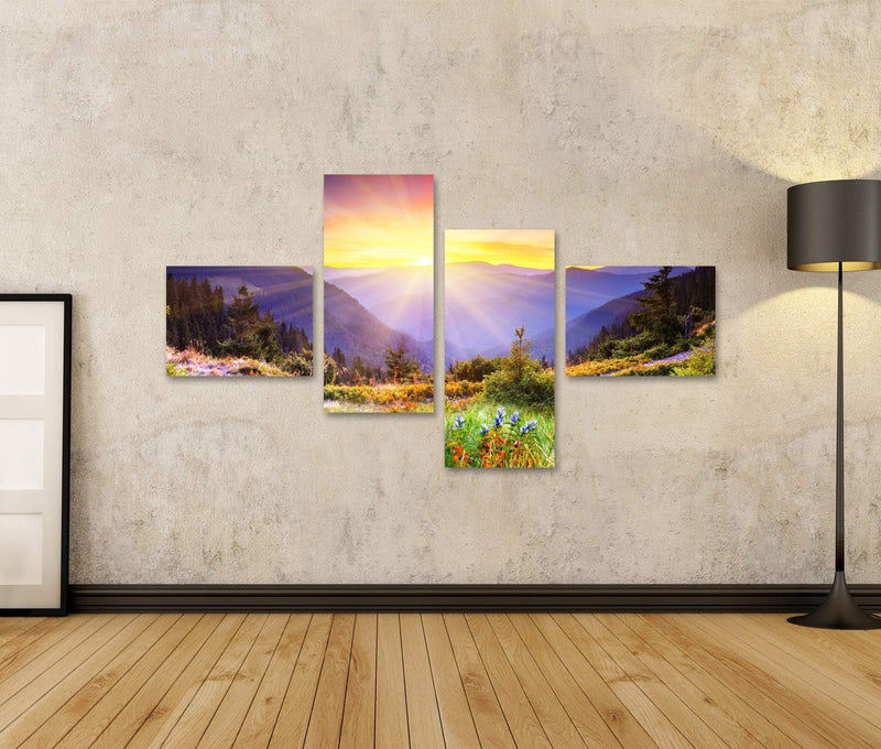 Bild Bilder auf Leinwand majestätischer Sonnenuntergang im Gebirgslandschaft hdr Bild Wandbild, Post