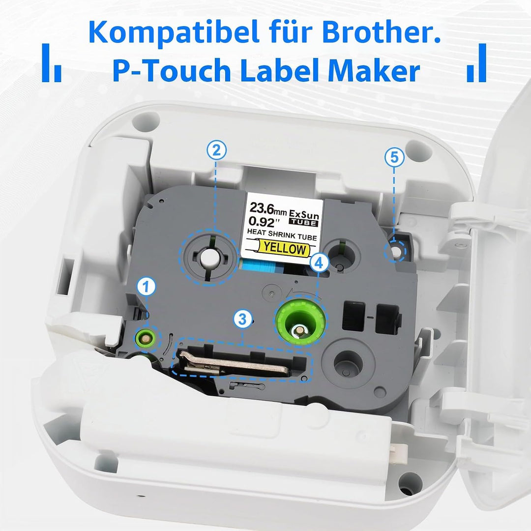 3er-Pack 23,6mm Schrumpfetikett Kompatibel mit Brother Ptouch Schrumpfschlauch Hse-651 Hse651 HSc-65