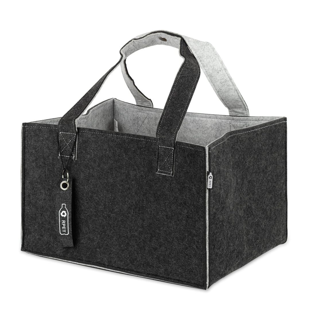 TANNDESIGN - Einkaufskorb & Kaminholzkorb aus recycelten Plastikflaschen (Filz-Tasche) - Holz-Korb f