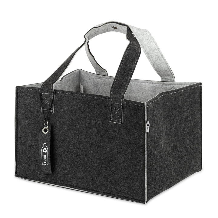 TANNDESIGN - Einkaufskorb & Kaminholzkorb aus recycelten Plastikflaschen (Filz-Tasche) - Holz-Korb f