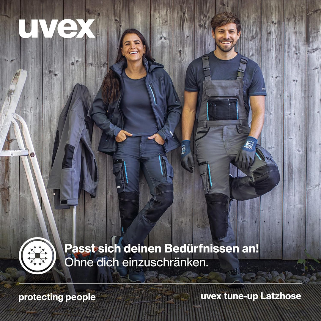 Uvex Tune-up Lange Herren-Arbeitshose - Lange Latzhose mit Knietaschen - Premium Latzhosen 44 Grau,