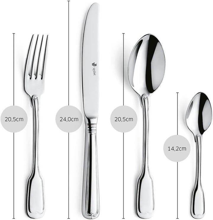 Paul Wirths AUGSBURGER FADEN 9800 Besteck Set für 6 Personen, Edelstahl rostfrei, poliert & spülmasc