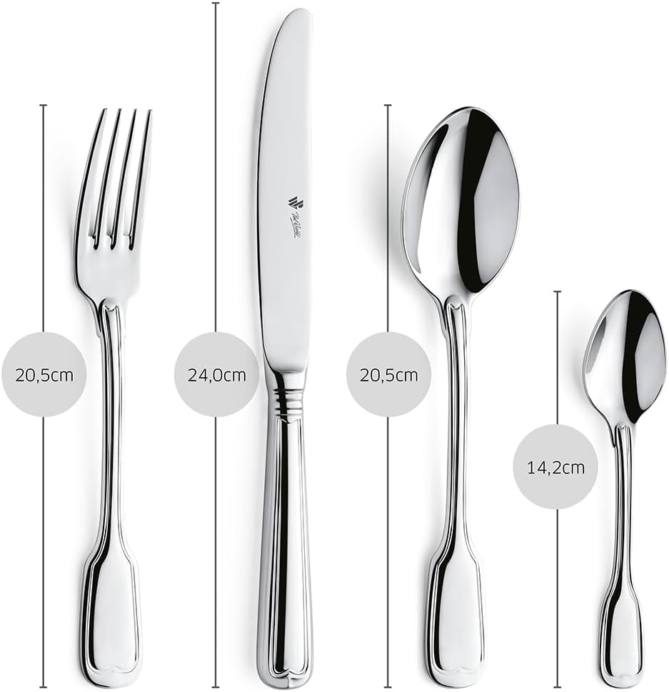 Paul Wirths AUGSBURGER FADEN 9800 Besteck Set für 6 Personen, Edelstahl rostfrei, poliert & spülmasc