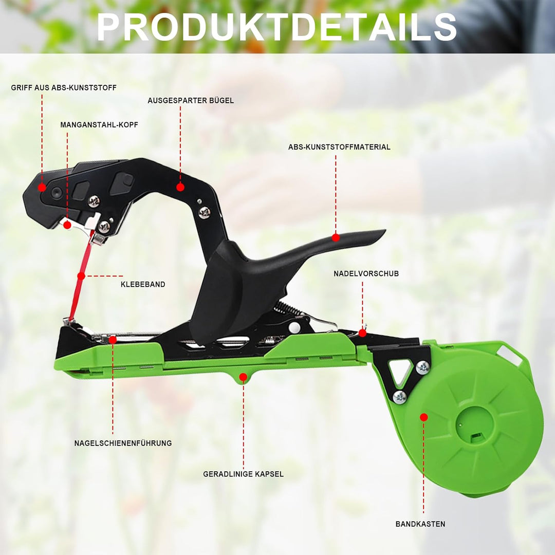 Bindezange für Pflanzen 420g Pflanzenbindemaschine – inklusive Bindemaschine, Nägel, Handschuhe, Gur