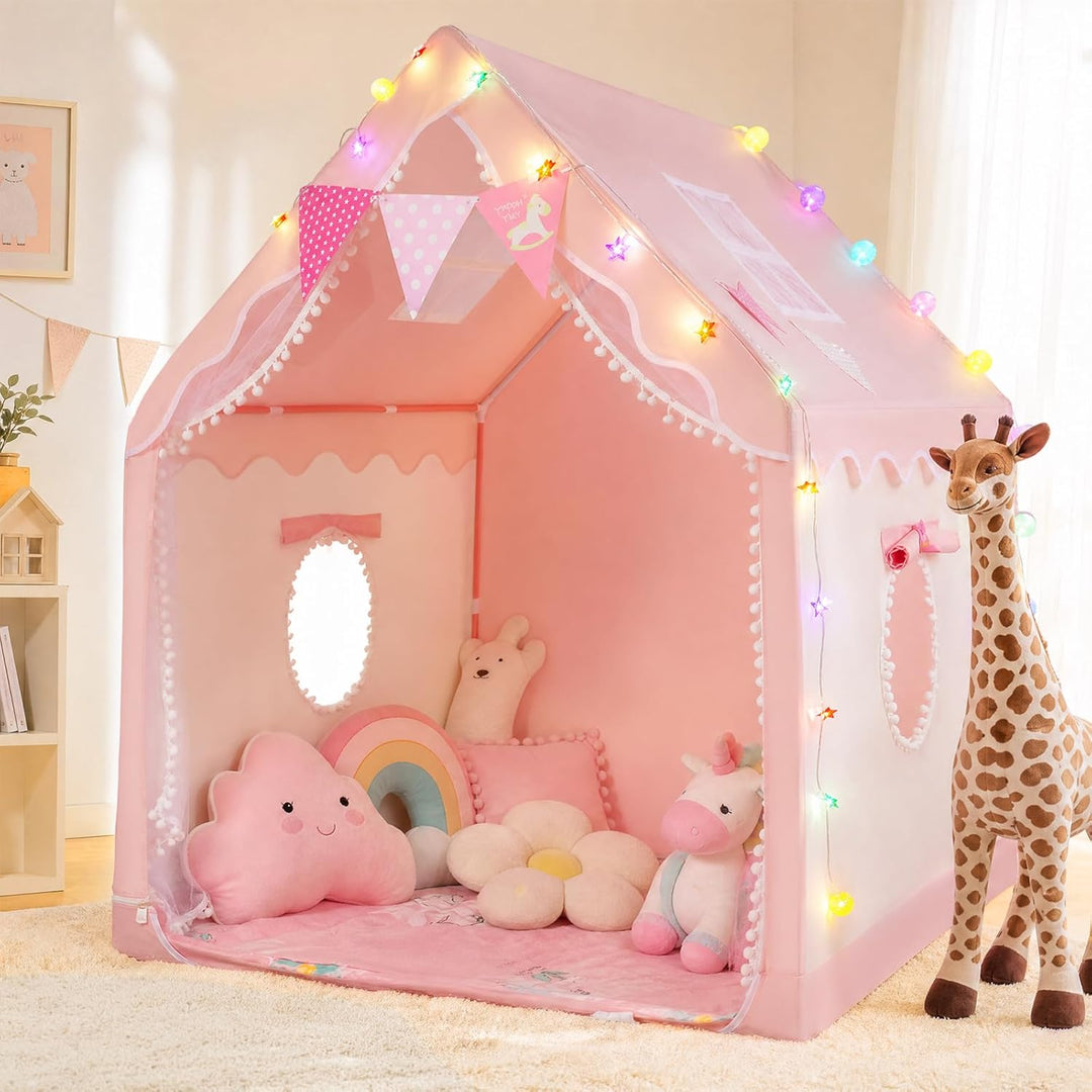 Spielzelt Kinder Indoor Outdoor,100 x 120 x 130 cm kinderzelt mit LED Lichterketten & Spielmatte, Ei