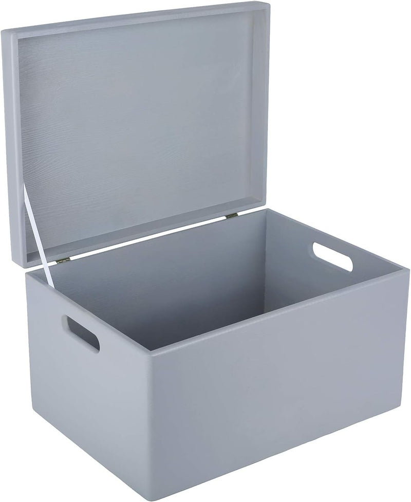 Creative Deco XXL Grau Grosse Holzkiste mit Deckel | 40x30x24 cm (+/-1cm) | Holztruhe Erinnerungsbox