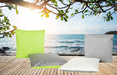 JACK 4X 2-farbiges Wende Outdoor Lounge Kissen 45x45cm Dekokissen inkl. Füllung Wasserfest Sitzkisse