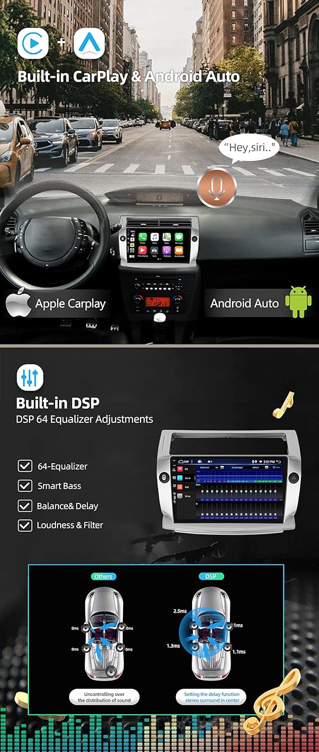 JOYX Android 12 Autoradio Passt für Citroen C4/C-Quatre/C-Triomphe (2004-2012) - 4G+64G - Eingebaut