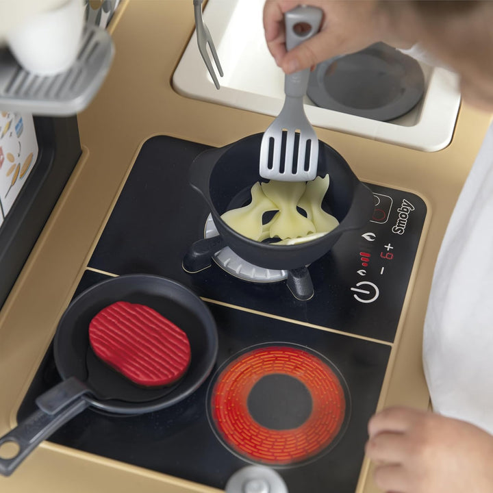 Smoby - Tefal Evo Küche – mitwachsende Kinderküche mit Spüle, Herd, Essecke, viel Zubehör, Wasserhah