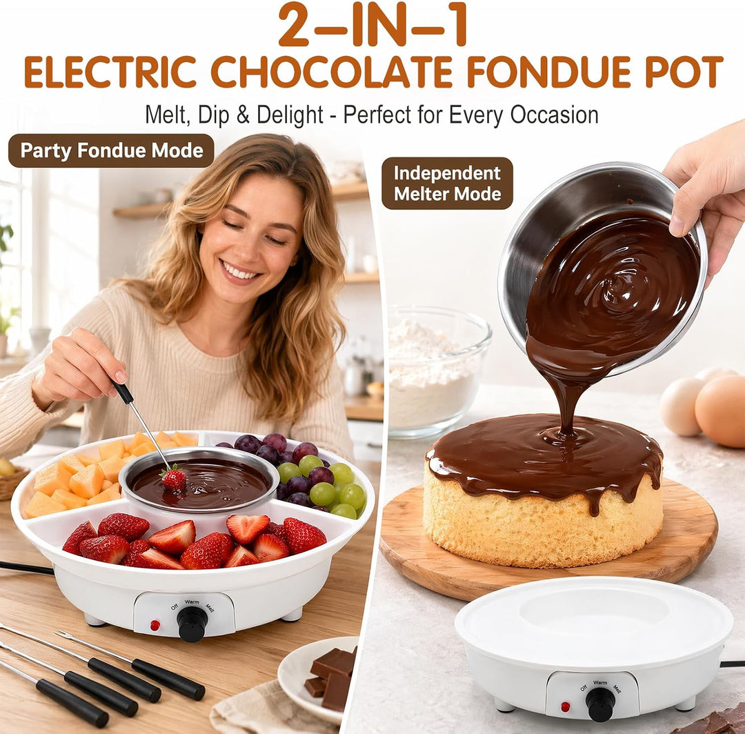 Elektrisches Schokofondue, Schokoladen Fondue mit 4 Gabeln, Temperiergerät zum Schokolade &amp; Kuvertür