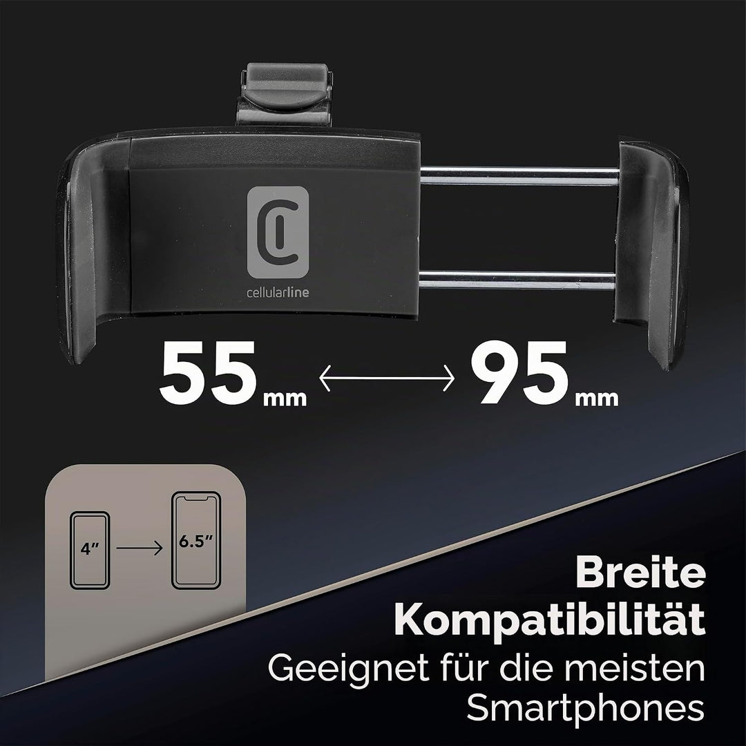 cellularline - Spin AIR - Smartphone Halterung fürs Auto - Kompatibel mit Standard-Luftauslässen - 3