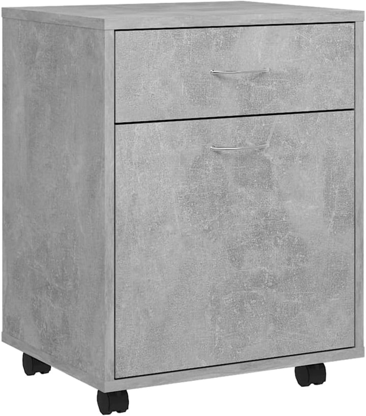 Rollcontainer mit Schublade und Tür, Büroschrank für Wohnzimmer, Schlafzimmer, Office, Robust und la