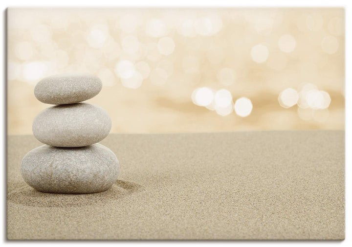 ARTland Leinwandbilder Wandbild Bild Leinwand 70x50 cm Asien Zen Wellness Spa Wasser Sand Steine R2P