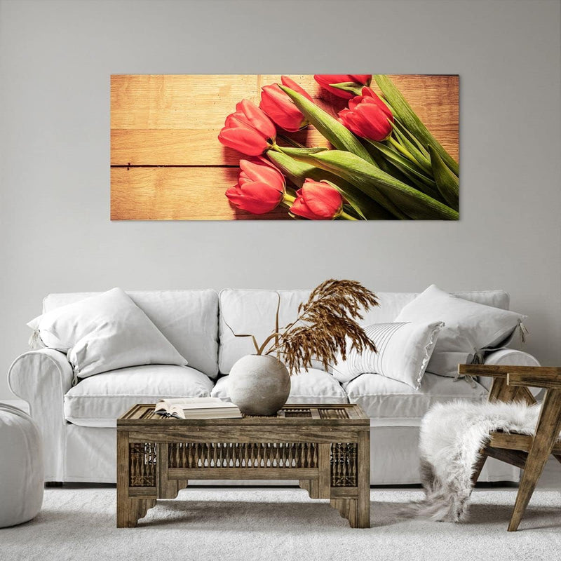 ARTTOR Wandbilder Dekoration Wohnzimmer Tulpen Blumenstrauss Sommer Garten Bilder auf Leinwand 120x5