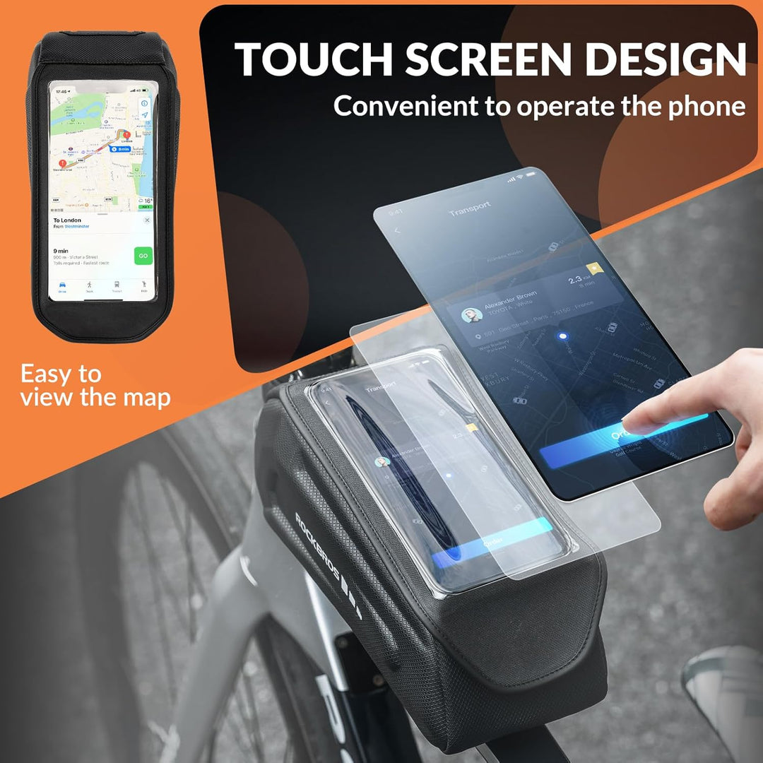 ROCKBROS Fahrradtasche Rahmentasche Wasserdicht Handytasche Touchscreen Lenkertasche für Smartphone