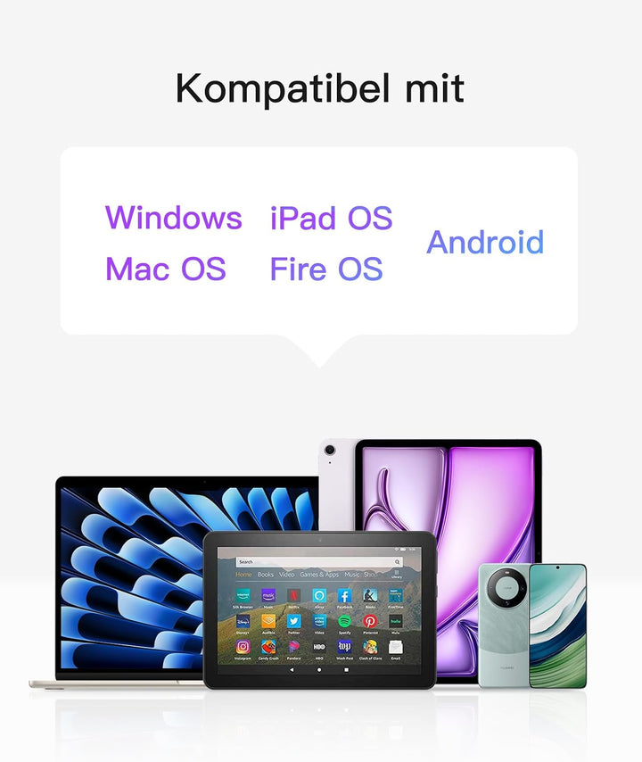 Inateck ultradünne Tablet-Tastatur mit Touchpad, 3 Bluetooth-Kanäle pink, pink
