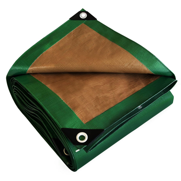 Dachplane 8x12 m - TECPLAST 250TO - Grün und Braun - Hochwertige Plane - wasserdichte Plane für Dach