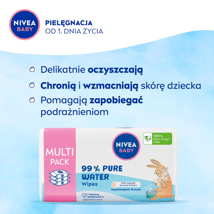 NIVEA BABY Taschentücher Biologisch abbaubar 99% Pure Water, Sparpack, 3 x 57 Stk. 171 stück (1er Pa