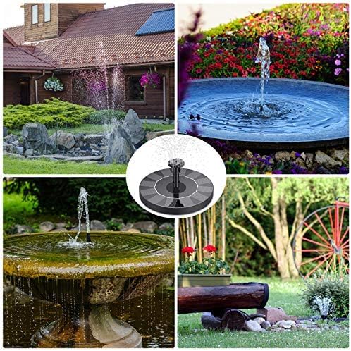 AISITIN 2PCS Solarbrunnen für Draussen mit 6 Düsen und 4 Stützstangen | 1,5W Solar Springbrunnen für