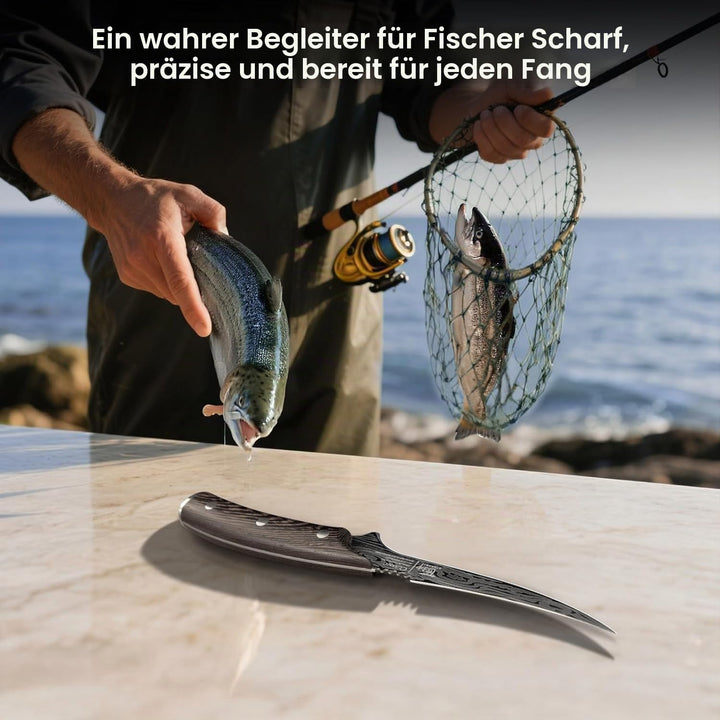 Filetiermesser Rasiermesserscharf 18,3 cm Ausbeinmesser Hochflexibles Filetiermesser aus Hochkohlens