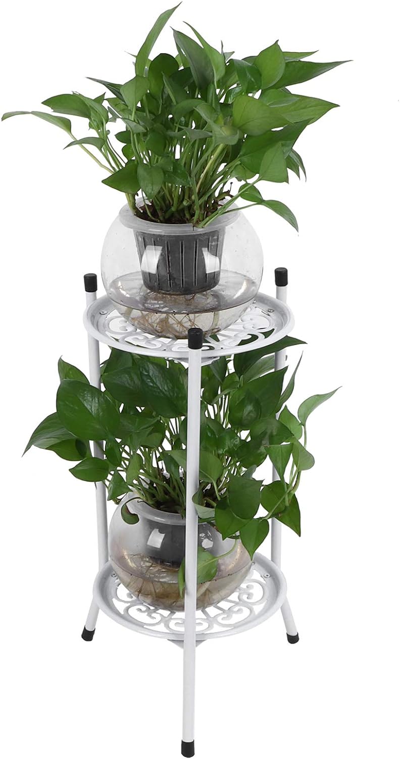 Blumenständer, 2-stufiger Metall-Pflanzenständer Blumentopf Holde, Stabiles Stativ-Stützgestell, für