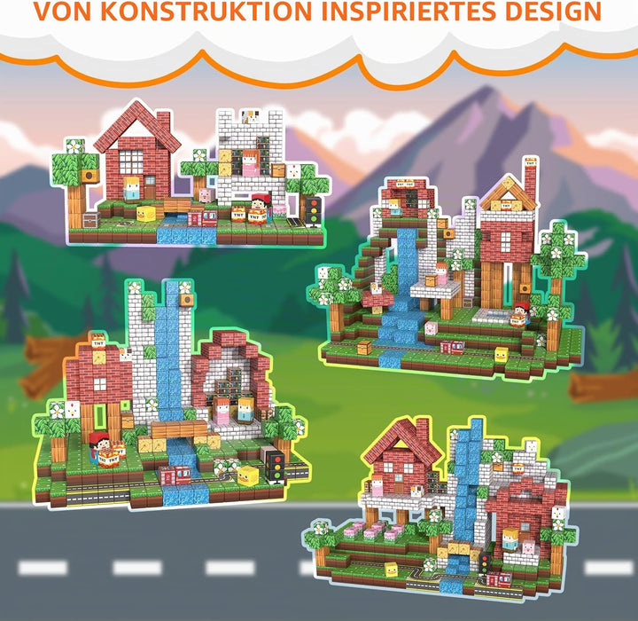 Vdealen 300 PCS Magnetische Bausteine, Stapelung Magnetwürfel Spielzeug für Kinder, STEM Montessori