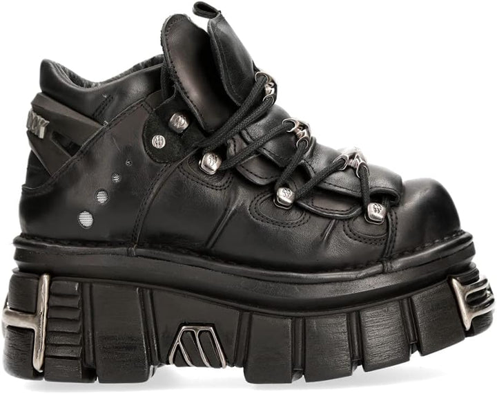 New Rock 106 Stiefeletten für Herren, Schwarz, mit Plattform und Verzierungen, Metallic, Urban Black