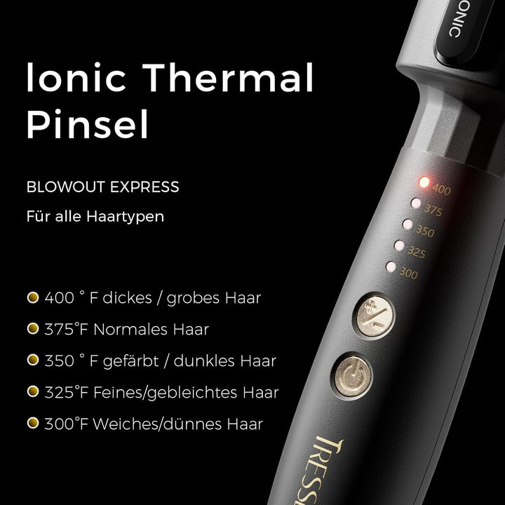 Tresses Touch Thermal Brush, Thermobürste Negativ-Ionen, Elektrische Rundbürste mit 5 Temperaturstuf