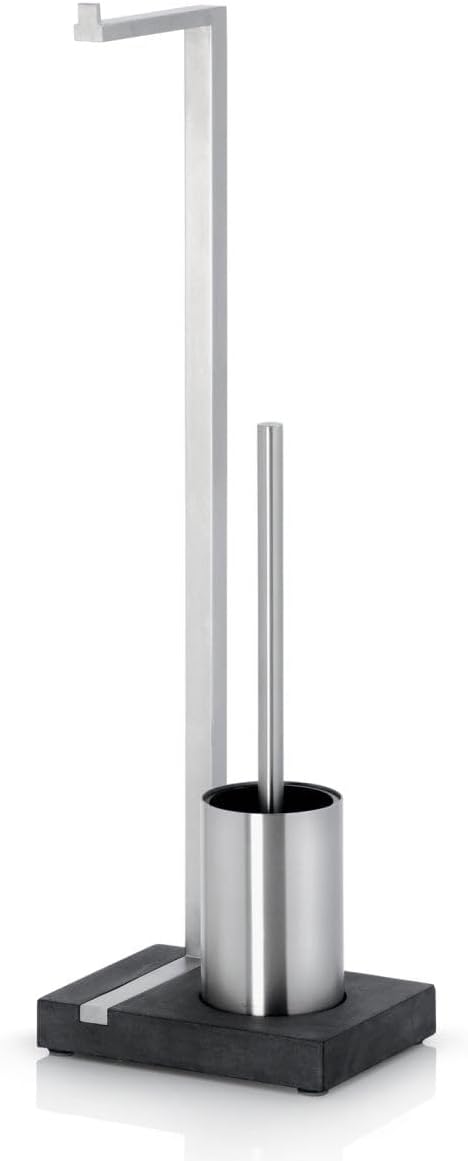blomus -MENOTO- Stand WC-Garnitur aus mattiertem Edelstahl, freistehender Toilettenbutler, platzspar