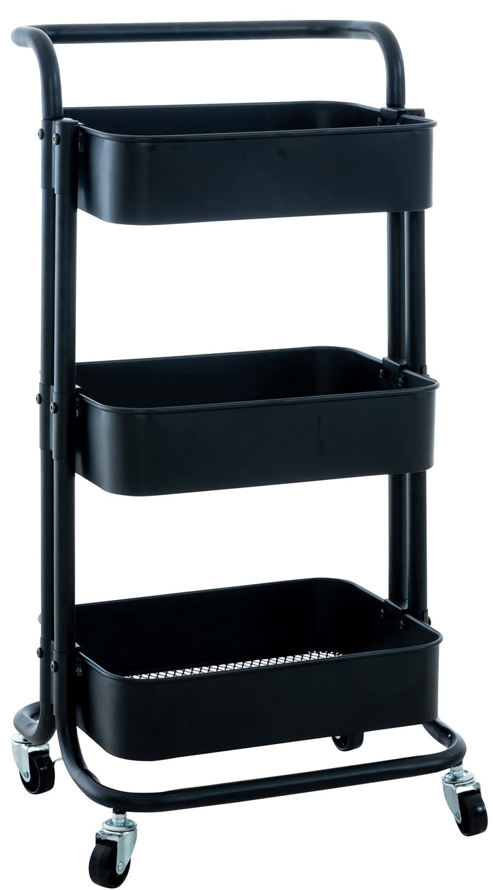 CLP Trolley Mailo I Arbeitswagen Mit 3 Ebenen I Beistelltisch Mit Rollen I Metall Rollwagen Mit 2 Br