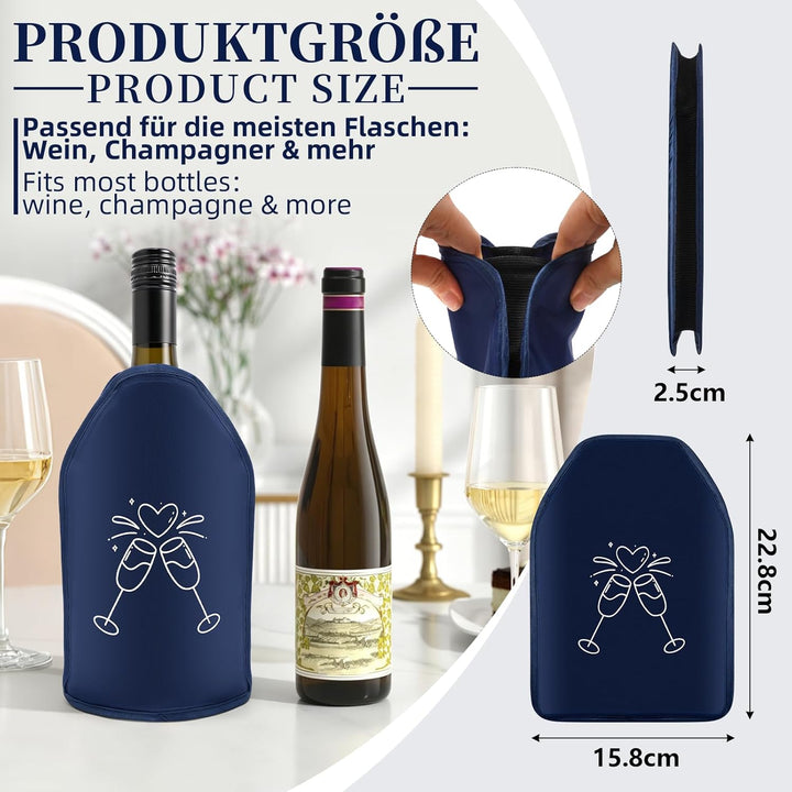 1 Stück Weinkühler Manschette Isolierend, Kühlmanschette Wein Flexibel, Waschbar Flaschenkühler für